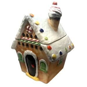 Lefton 1121 Cookie Jar Gingerbread House Christmas Holiday Italy Kitsch VTG MCM